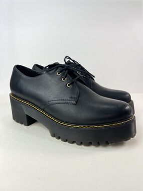 Dr. Martens Shriver Low Black Platform Lug Loafers Leather Shoes Womens size 11